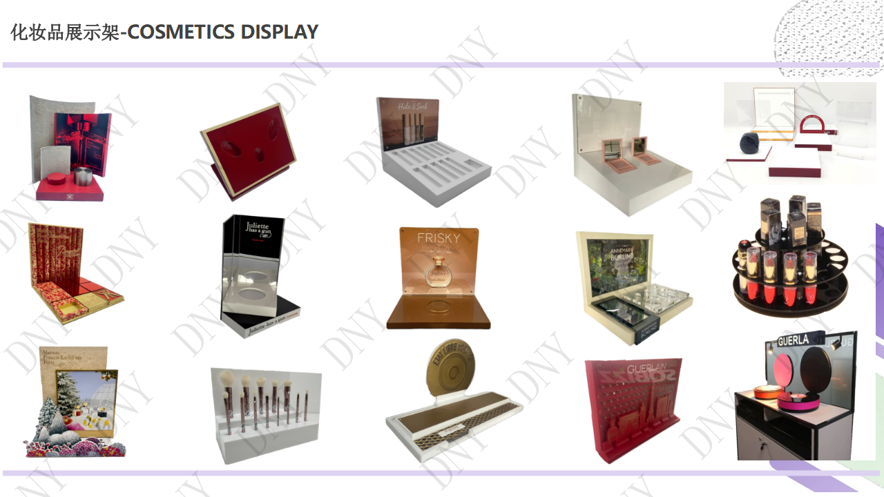 Factory custom logo perfume lipstick desktop display cabinet MDF spray base acrylic shell