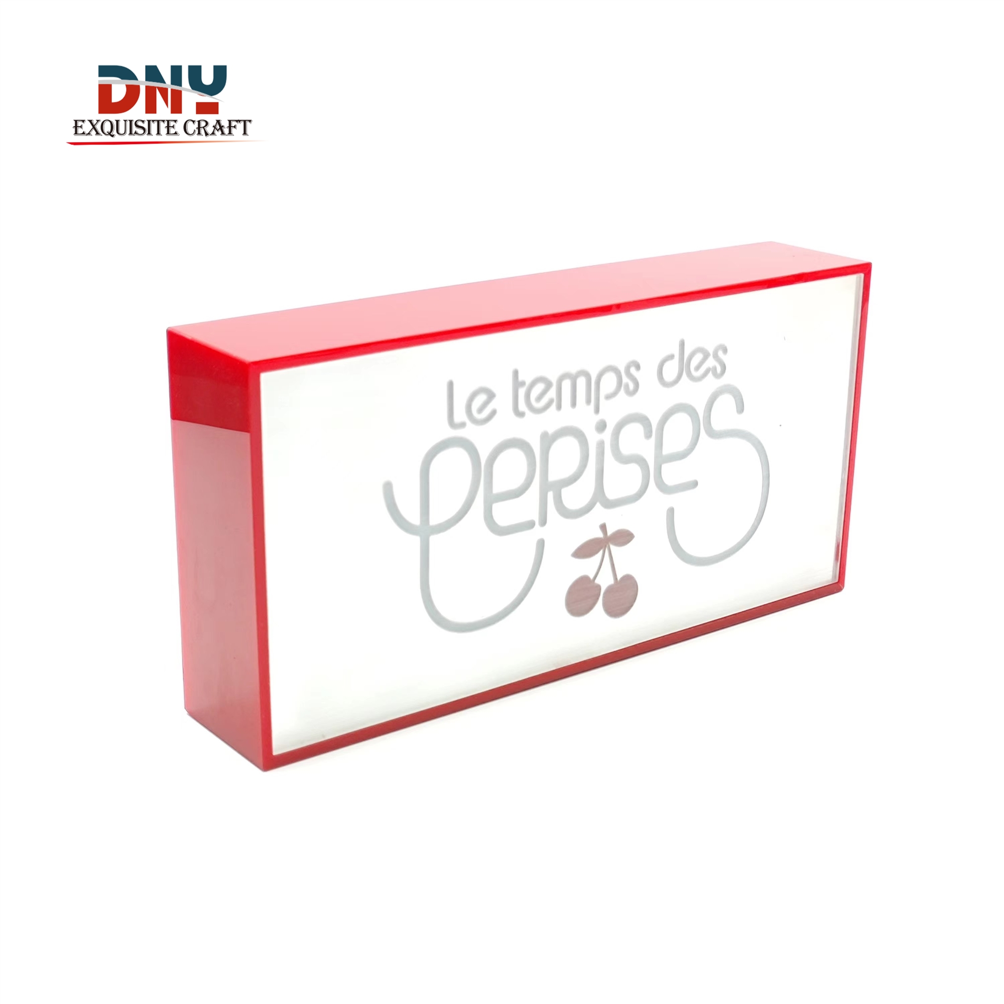 China Factory custom red acrylic logo block can light custom pattern Retail stores with light logo brand display desktop logo