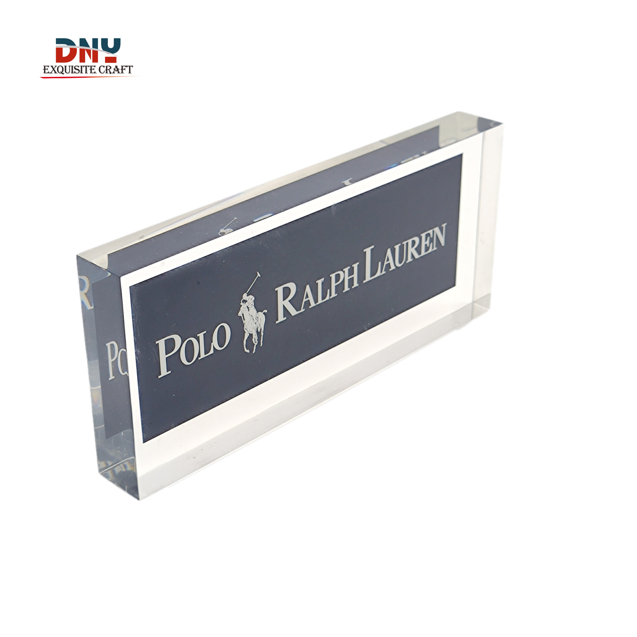 Factory custom transparent acrylic logo block back screen print two color logo custom size design clothing store logo display